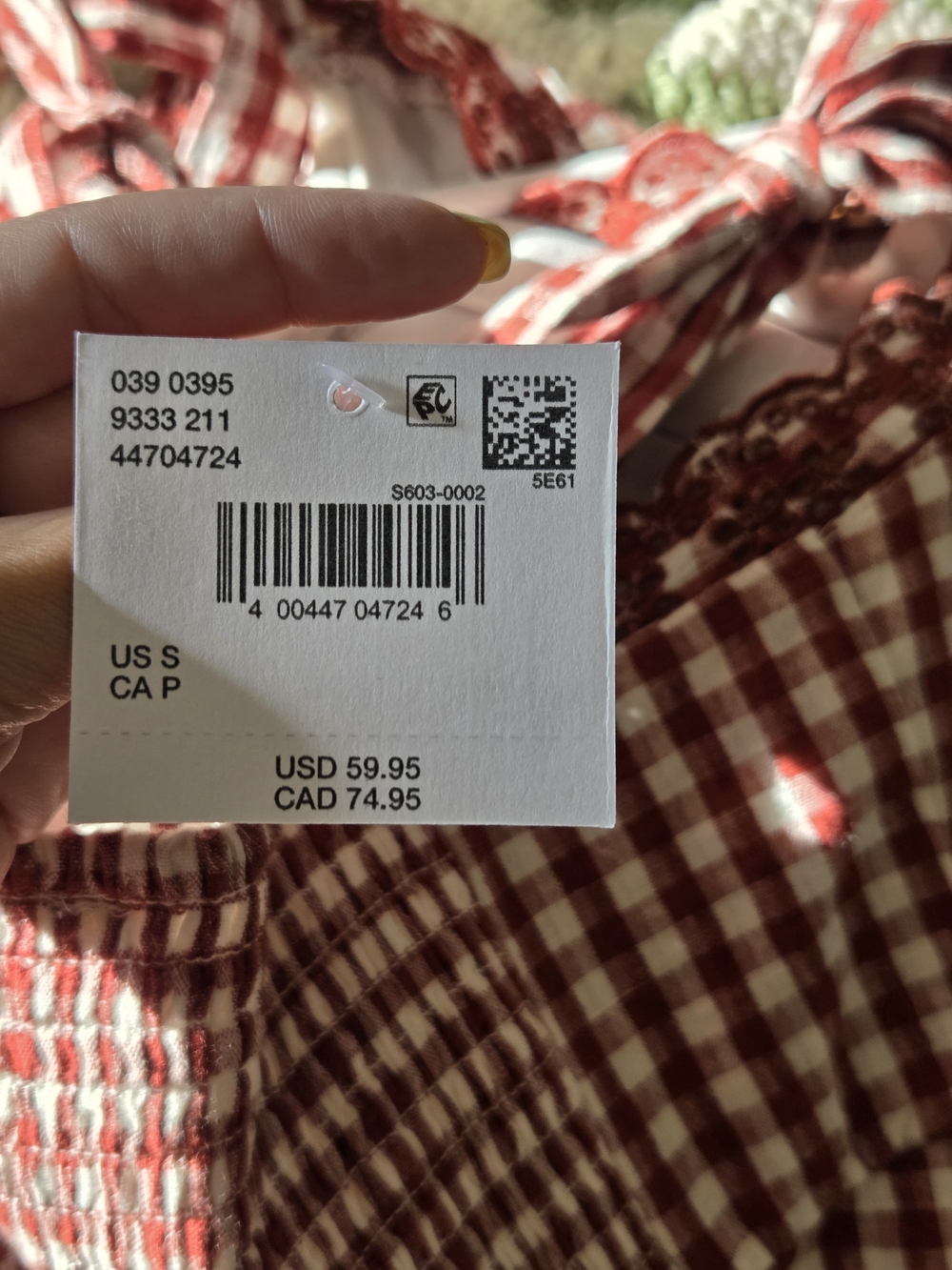 American Eagle Red/White Gingham Tie-Strap Mini Dress (with Eyelet Trim) - Picture 4 of 8